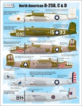 B-25B/C/D Decals 1/72 by Iliad Design