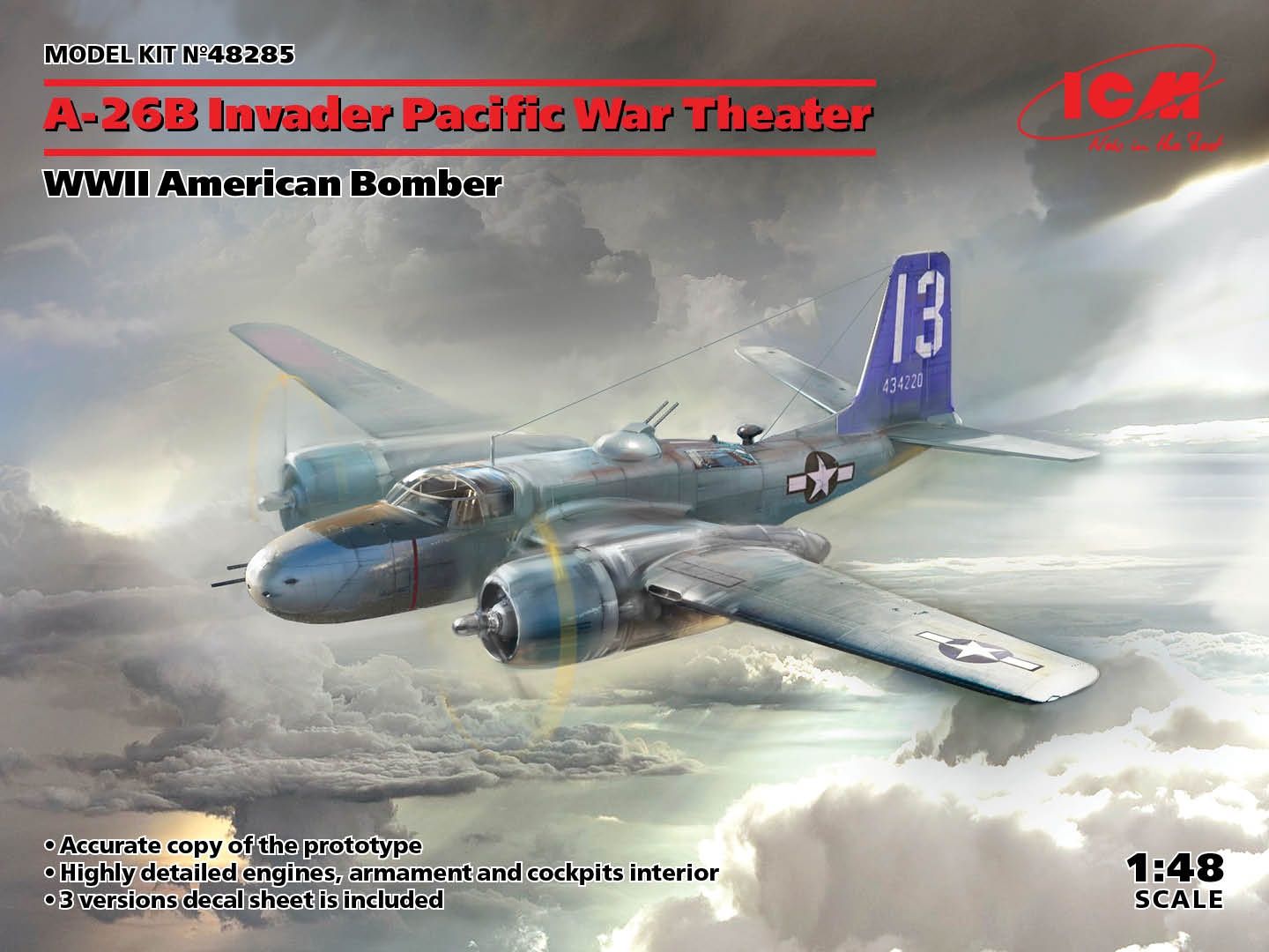 A-26B Invader Pacific War Theater, WWII American Bomber 1/48 by ICM