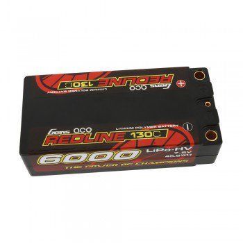 Gens Ace Redline Series 6000mAh 7.6V 130C 2S2P HardCase HV Shorty Lipo Battery GA-R-130C-6000-2S2P-HC65-HV