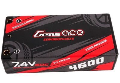 Gens Ace 2S LiPo Battery 60C (7.4V/4600mAh) w/4mm Bullets GEA46002S60X6