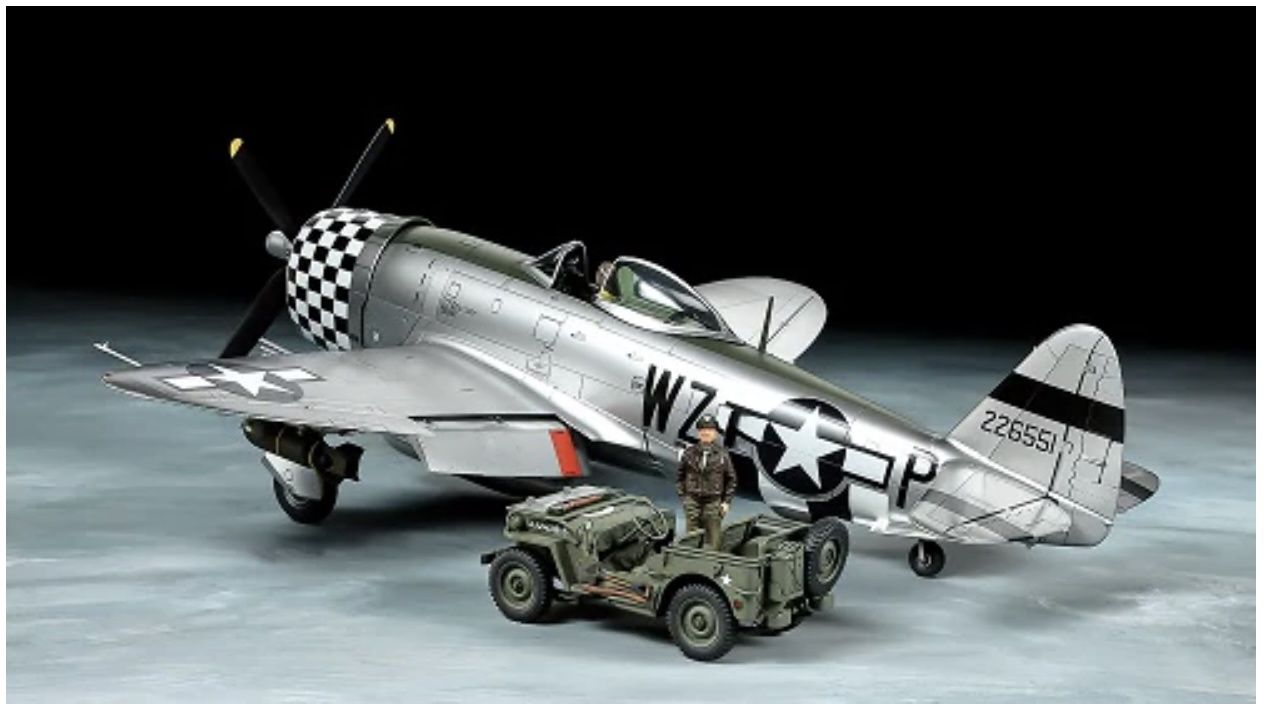 P-47D Bubbletop &amp; 1/4 Ton 4x4 Light Vehicle 1/48 #25214 by Tamiya
