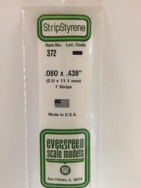 Evergreen #372 Styrene Strips: Dimensional 7 pack 0.080" (2.0mm) x 0.438" (11.1mm) x 24" (60cm)