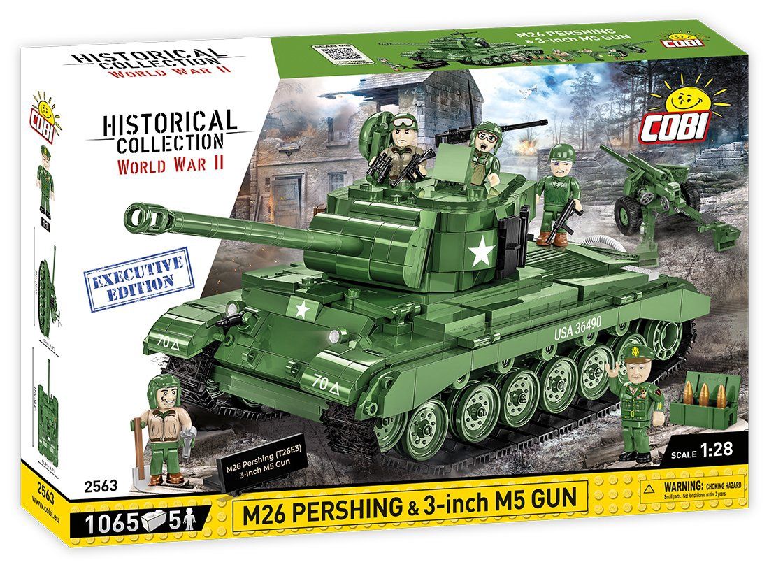 Cobi Historical Collection WWII: 2563 M26 Pershing (T26E3) + M5 Executive Edition 1065 PCS