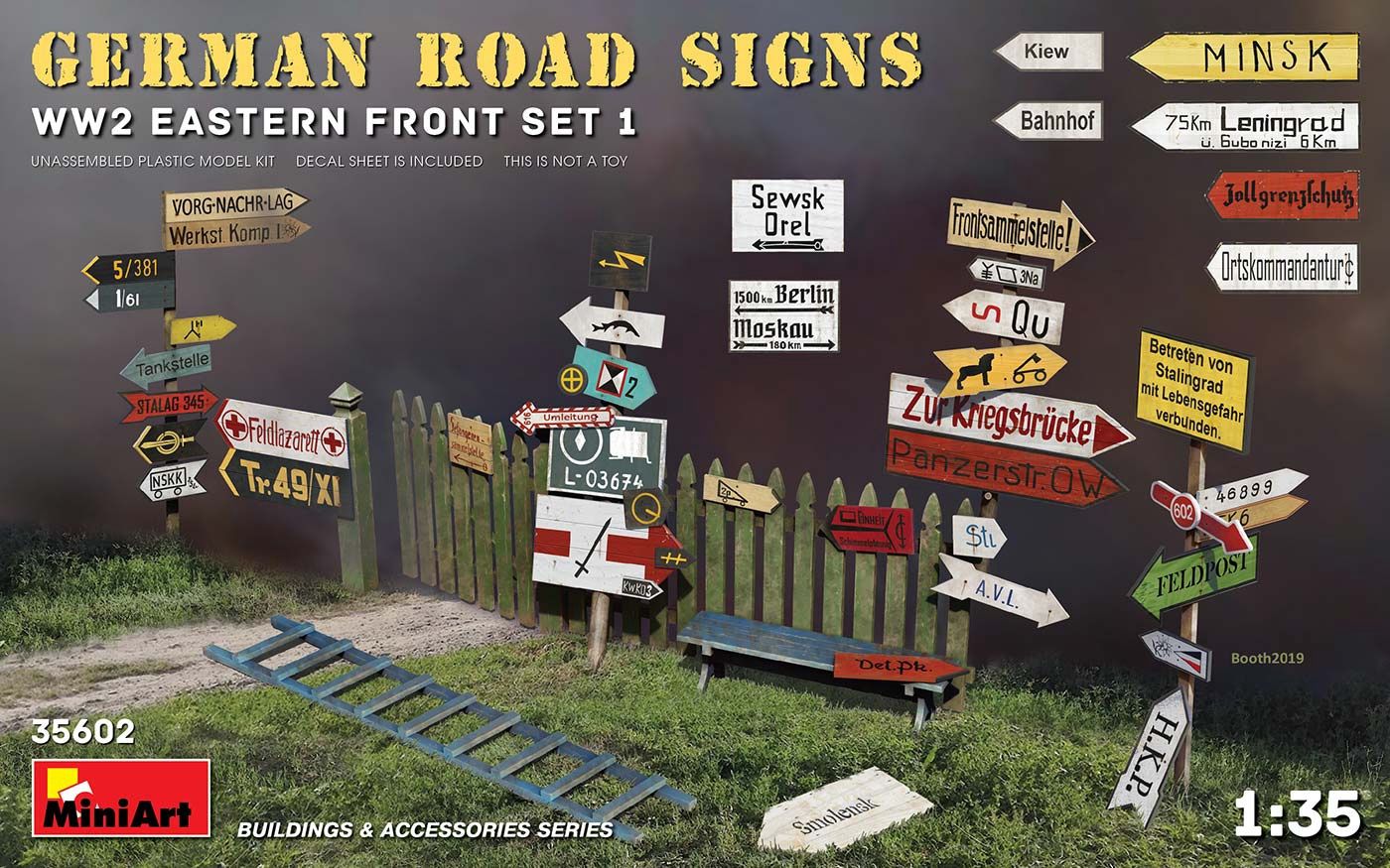 Ww2 Sign Display German Road Signs WW2 (Eastern Front Set 1) 1/35 #35602 by MiniArt