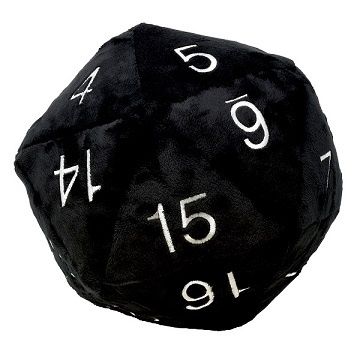 Ultra Pro Plush Dice  Jumbo 10" D20 Black w/Silver