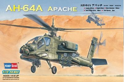 AH-64A Apache Attack Helicopter 1/72 #87218 by Hobby Boss