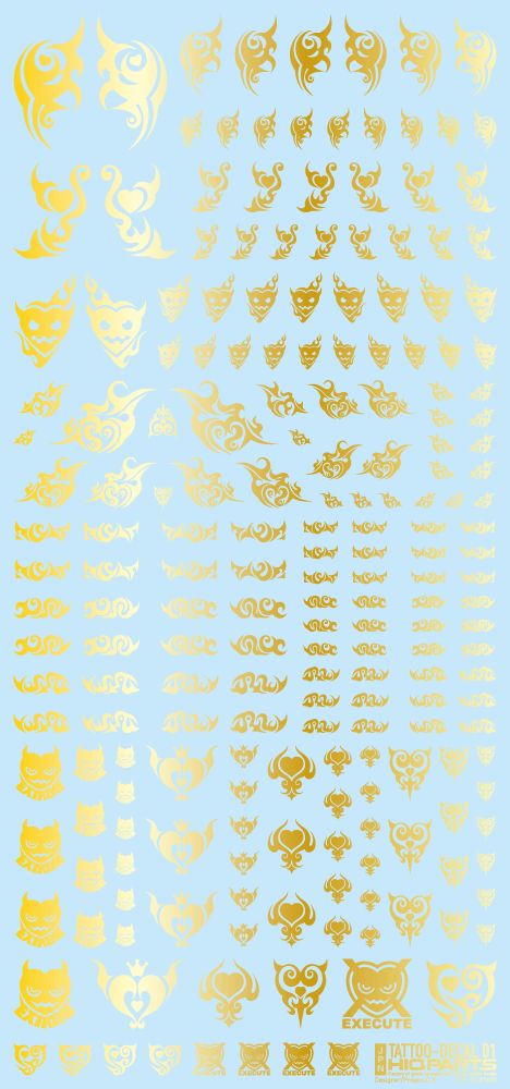 HiQ Parts Tattoo Decal 01 'Heart' Gold (1pc)