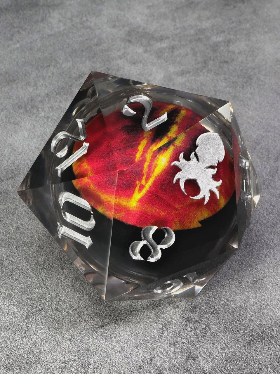 55mm Dragon Eye: Single D20, Colour: Orange Iris