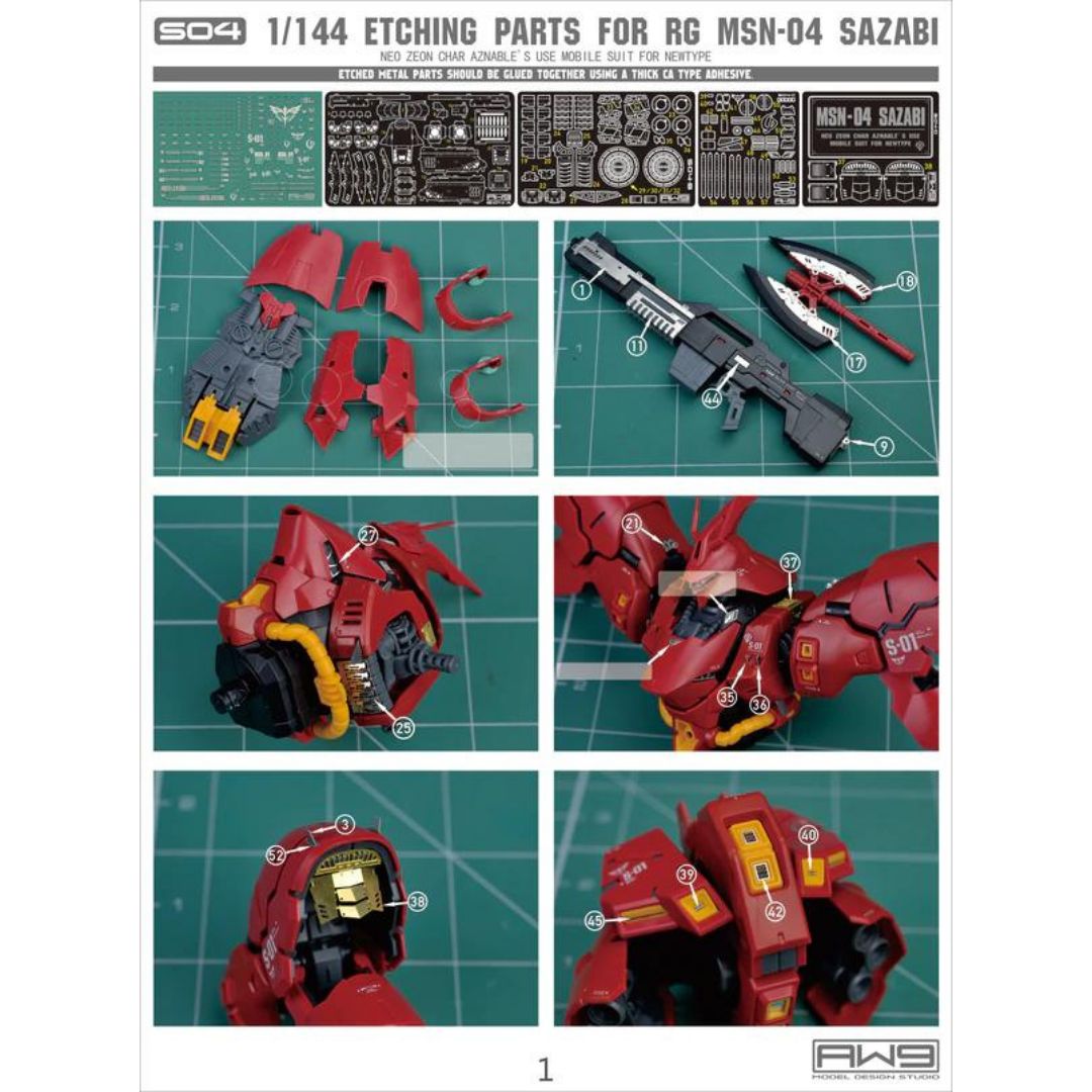 Madworks Photo-Etch Parts for RG MSN-04 Sazabi #S04