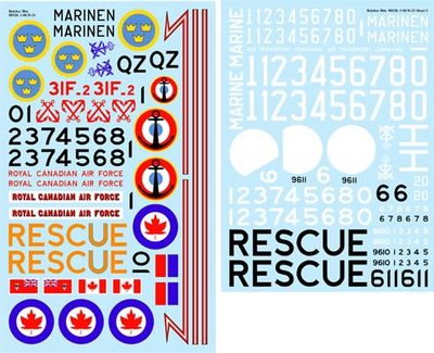 1/48 Piasecki H-21, RCAF, French Air Force, Swedish Navy Helicopter decals