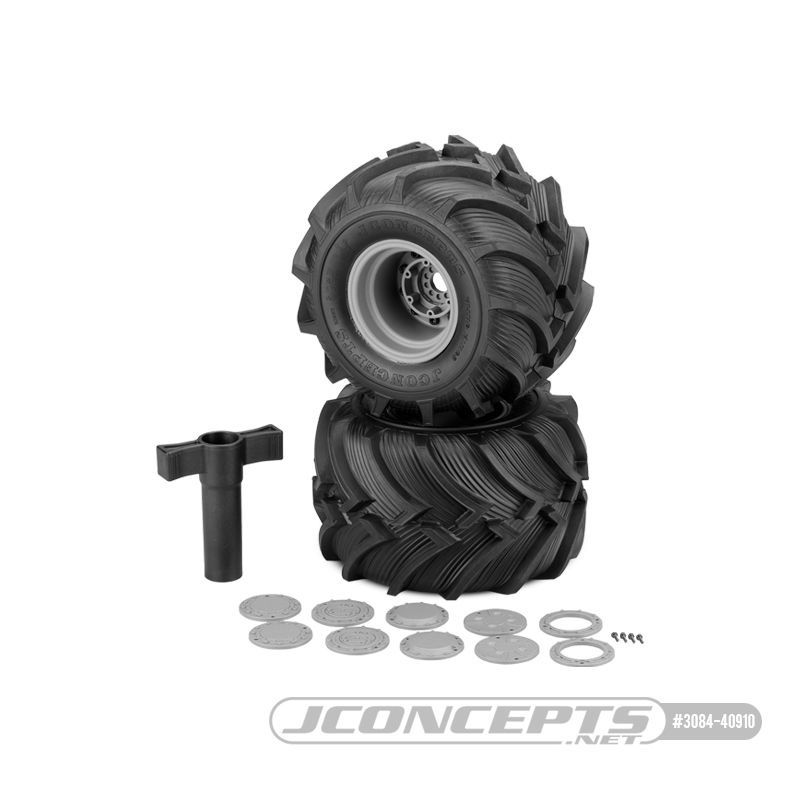 JConcepts Fling Kings Pre-Mounted All Terrain Tires (Silver) (2) (Yellow) - JCO3084-40910