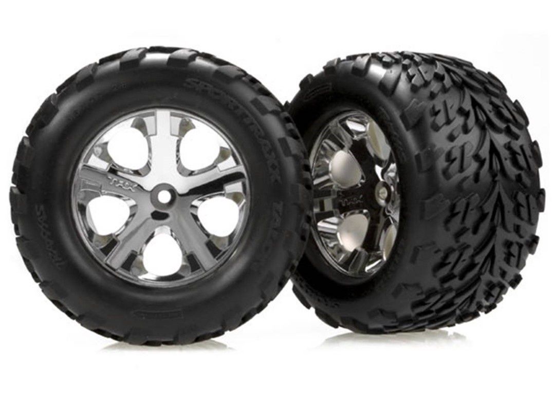 TRA3669 Traxxas Talon 2.8 in Rear Tires w/All-Star Chrome Wheels (2)