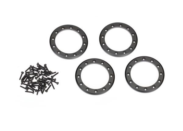 Traxxas Beadlock rings, black (2.2") (aluminum) (4)