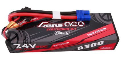 Gens Ace G-Tech Smart 2S LiPo Battery 60C (7.4V/5300mAh) w/EC3 Connector - GEA532S60E3GT