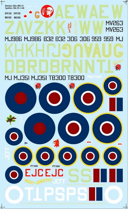 1/48 Canadian RCAF Spitfire Mk IX decals