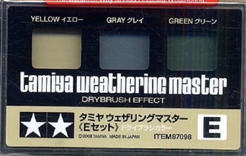 Tamiya Weathering Master E Set Drubrush Effect Yellow, Gray and Green TAM87098