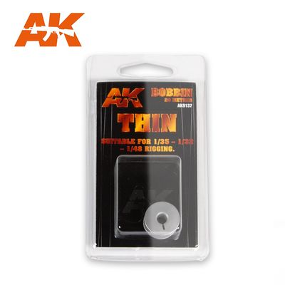 AK Interactive Elastic Rigging Bobbin Thin for 1:35 / 1:32 / 1:45 - 20m / 66ft - AK-9137