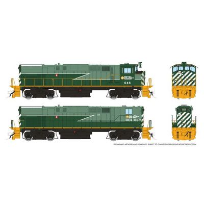 Rapido 033528 HO M420 + M420B (DC/DCC/Sound): BCR - Green Lightning Stripe Scheme: #646 + #682