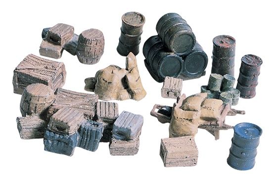 Woodland Scenics  Crates-Barrels-Sacks  (Unpainted Metal Castings) (HO) WOO203