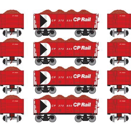 HO RTR 26' Ore Car Low Side with Load, CPR/Red #1 (4)