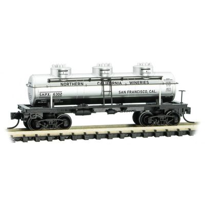 3-Dome Tank Car - Ready to Run -- Petri Wine Co. GATX 904 Grape to Glass Series 11 - Silver