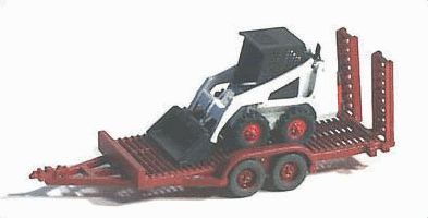 Construction Equipment (Unpainted Metal Kit) -- Bobcat Skid Steer Loader w/Utility Trailer