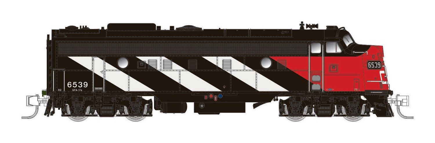 CN FP9A (DC/DCC/Sound): CN Stripes Scheme (Noodle) #6533 (N) By Rapido