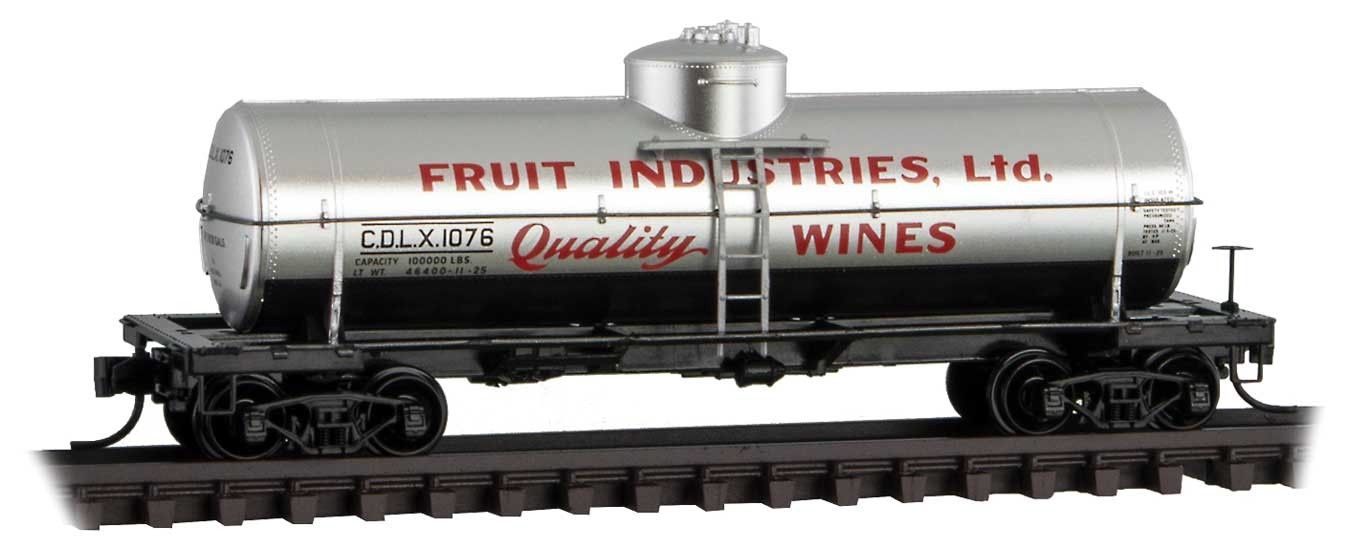 39' Single-Dome Tank Car - Ready to Run -- Fruit Industries CDLX 1076 Grape to Glass 12 - Silver