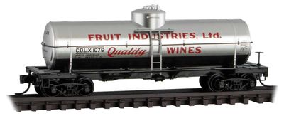 39' Single-Dome Tank Car - Ready to Run -- Fruit Industries CDLX 1076 Grape to Glass 12 - Silver