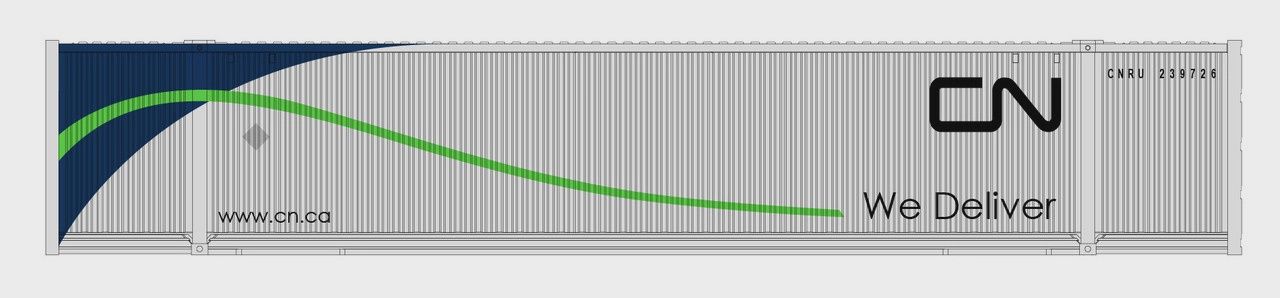 53' Ribbed Intermodal Containers (2) CANADIAN NATIONAL (N Scale)