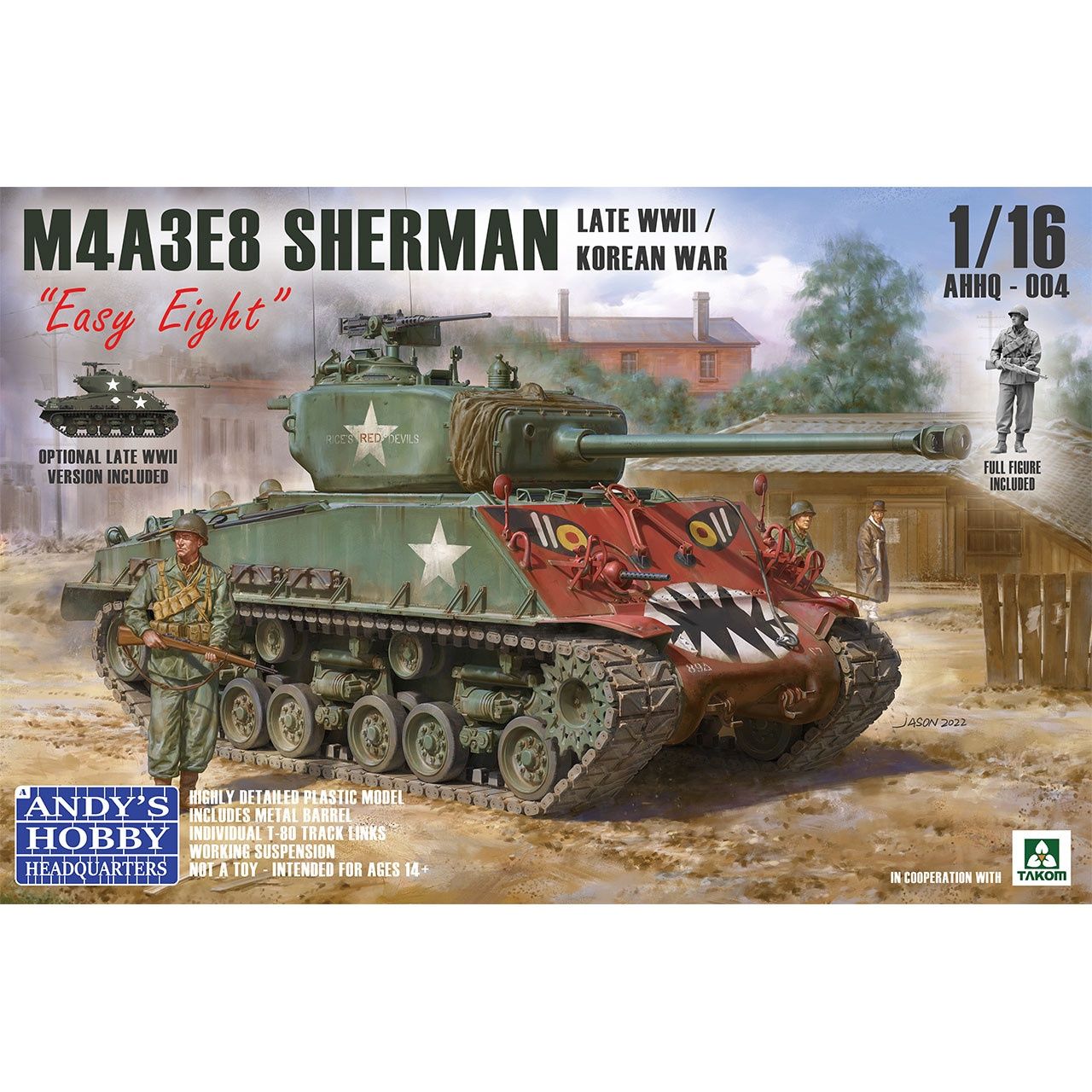 M4A3E8 Sherman 'Easy Eight' (Late WWII / Korean War) with Figure1/16 M4A3E8 Sherman "Easy Eight" with Figure 1/16 by Andy's Hobby Headquarters/Takom