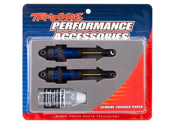 TRA7461 Shocks, GTR Long - Blue Anodized, PTFE-Coated Bodies with TiN shafts (fully assembled, without springs) (2)