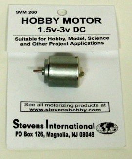 Stevens 1.5 to 3v DC Small Electric Motor (Round Can) (for slower RPMs) #SVM-260