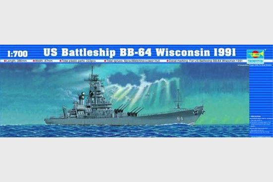 USS BB-64 Wisconson 1991 Battleship 1/700 Model Ship Kit #05706 by Trumpeter