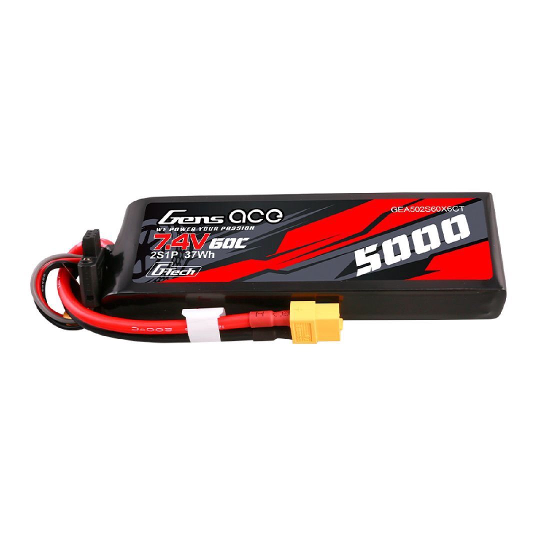 Gens Ace G-Tech 5000mAh 7.4V 60C 2S1P Short-Size LiPo XT60 Plug - GEA502S60X6GT