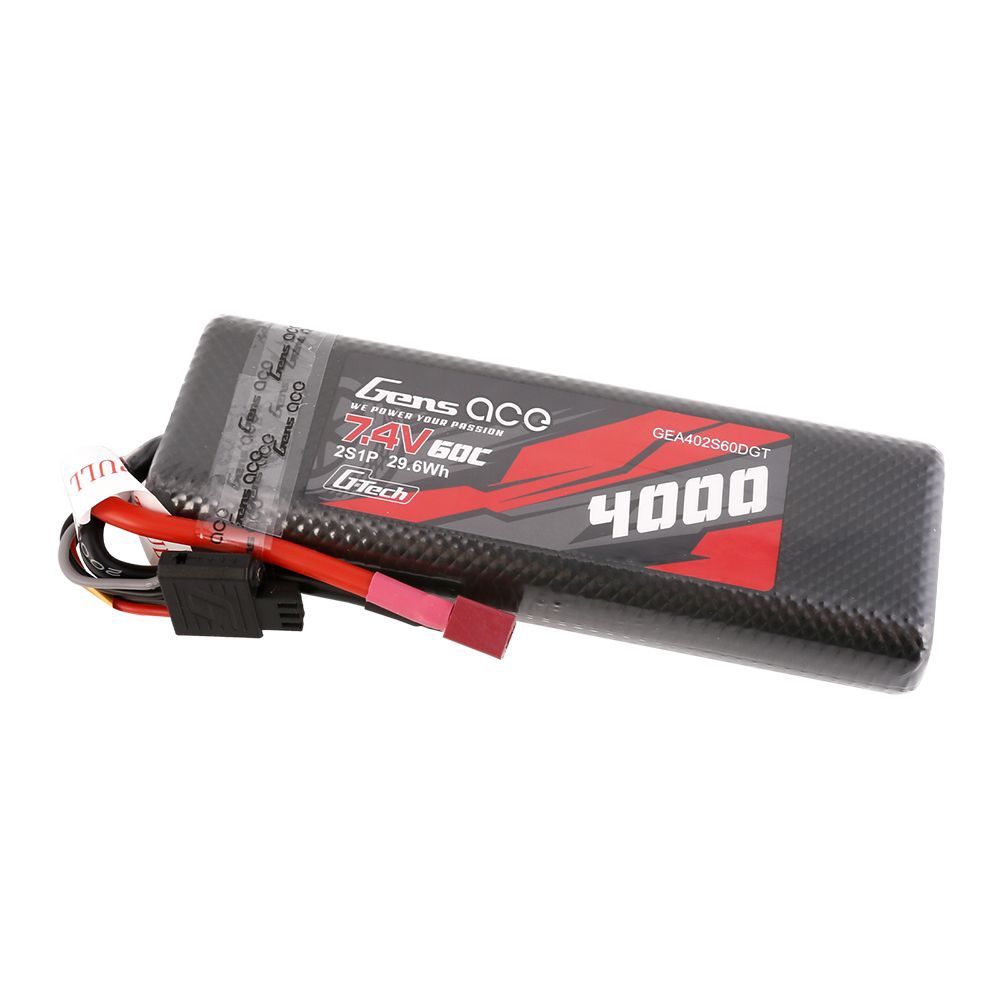 Gens Ace 2S G-Tech Smart LiPo Battery 60C (7.4V/4000mAh) w/T-Style Connector (Tamiya) - GEA402S60DGT