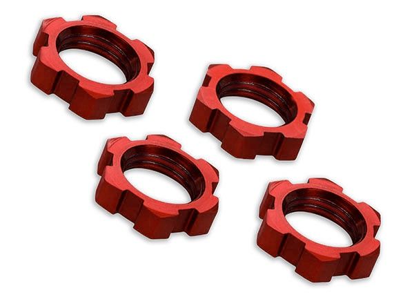 Traxxas Sledge/X-Maxx/E-Revo VXL 17mm Splined Wheel Nut (Red) (4) - TRA7758R