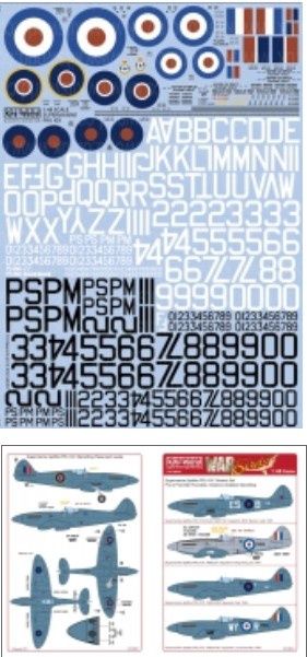 1/48 Supermarine Spitfire PRU Mk XIX Generic Set: Pre/Post War Roundels, Serials &amp; Stenciling