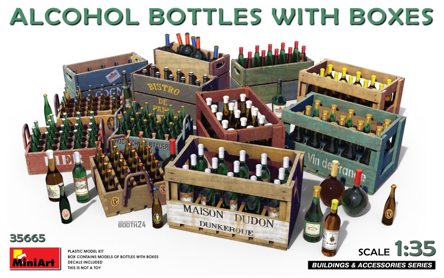 Alcohol Bottles w/Boxes 1/35 #35665 by MiniArt