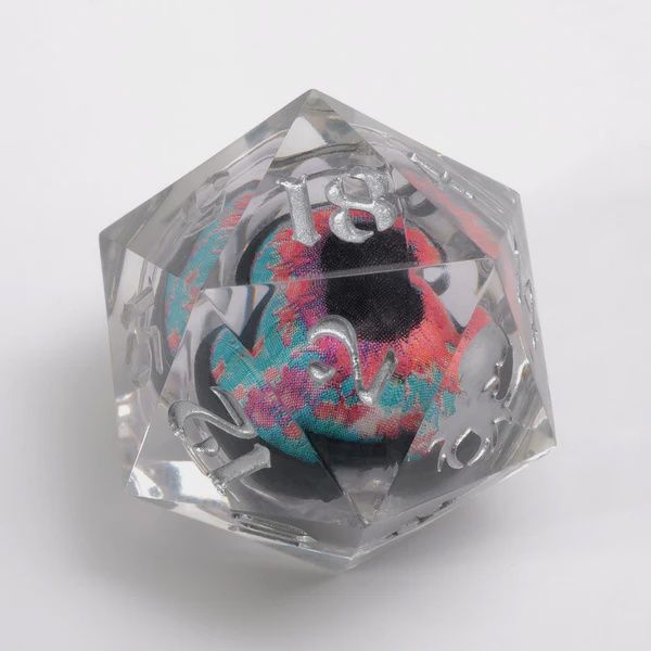Goblin Eye: Single D20 w/ Silver Ink, Colour: Pink Iris