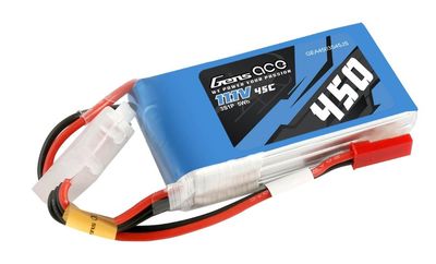 Gens Ace 1034 450mAh 3S1P 11.1V 45C LiPo JST Plug Soft Case 56x31x15mm GEA4503S45JS
