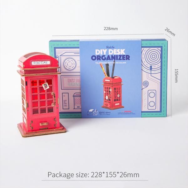 Rolife 3D Puzzle English Telephone Booth Desk Organizer