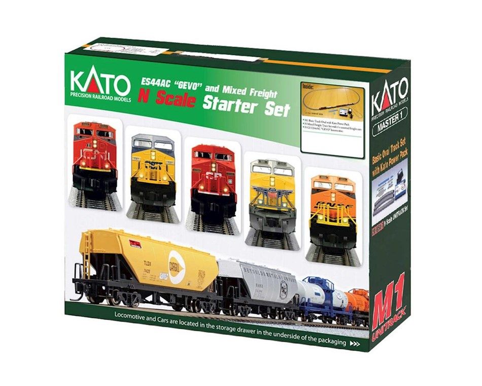 Kato N Scale Starter Set w/CP ES44AC "Gevo" and Mixed Freight