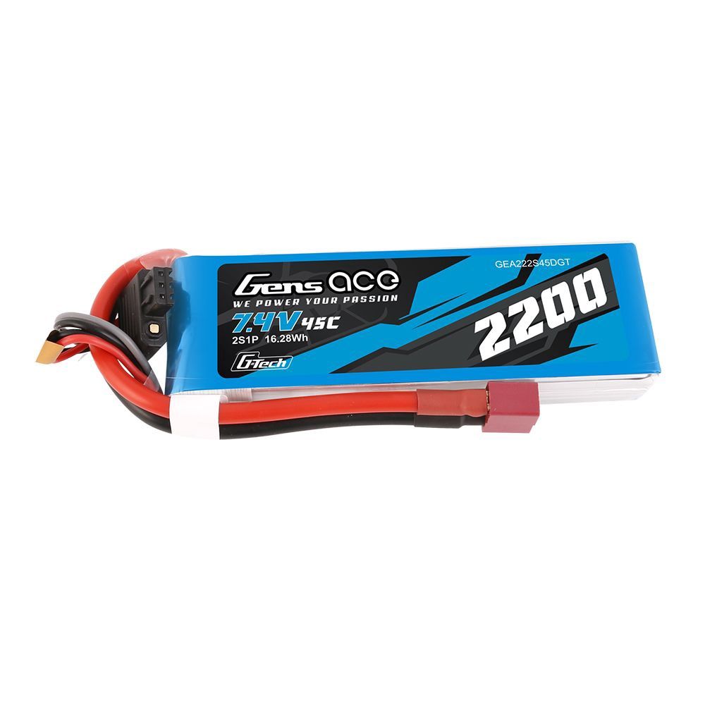 Gens Ace 2S G-Tech Smart LiPo Battery 45C (7.4V/2200mAh) w/T-Style Connector - GEA222S45DGT