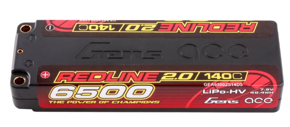 Gens Ace Redline 2.0 2S LCG LiHV Battery 140C (7.6V/65000mAh) w/5mm Bullets - GEA65002S14D5