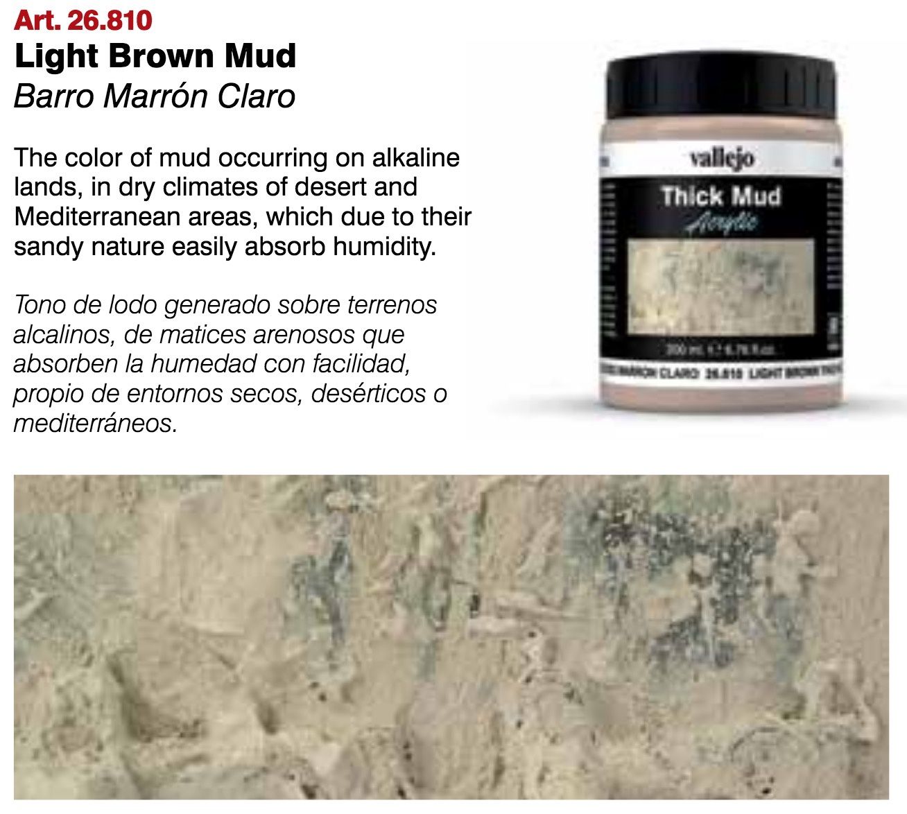 Vallejo Diorama FX VAL26810 Light Brown Thick Mud (200ml)