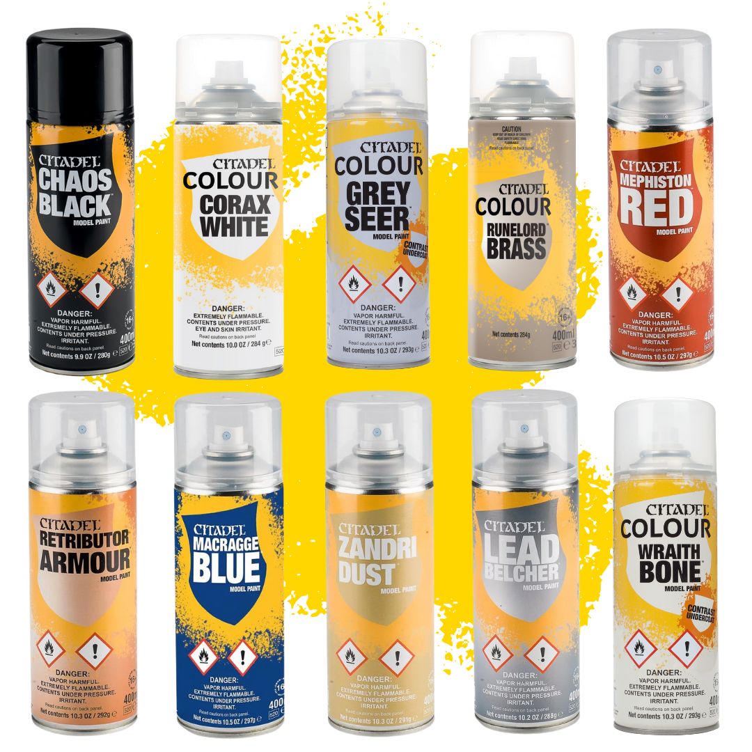 Citadel Spray Subcapa – Imprimación En Aerosol Runelord Brass – Para Miniaturas Warhammer – Metalizado Duradero Y Cobertura Uniforme