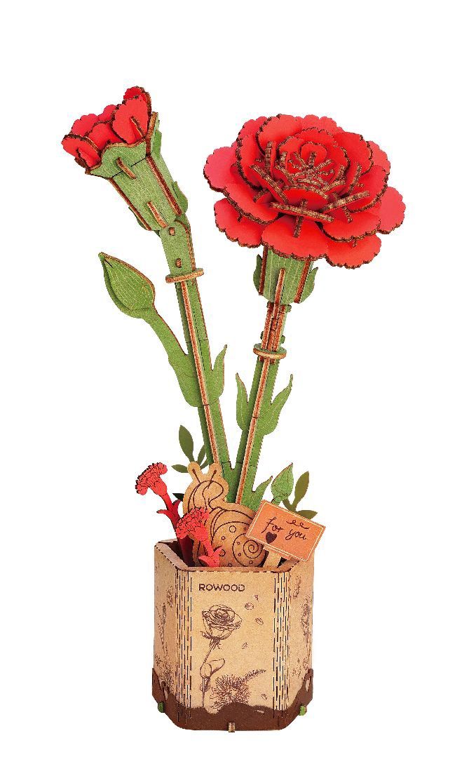 Rowood Wooden Bloom Craft Red Carnation