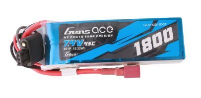 Gens Ace G-Tech Smart 2S LiPo Battery 45C (7.4V/1800mAh) w/Deans Connector - GEA182S45DGT
