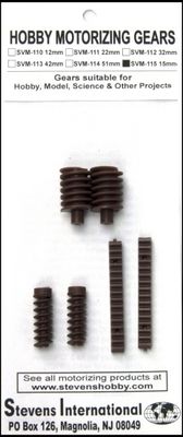 Stevens International Plastic Worm Gears 15mm OD (2) &amp; Universal Screws (2) with Racks #SVM-115